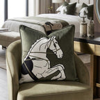 Hollis Equestrian Motif Velvet Throw Pillow