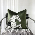 Hollis Equestrian Motif Velvet Throw Pillow