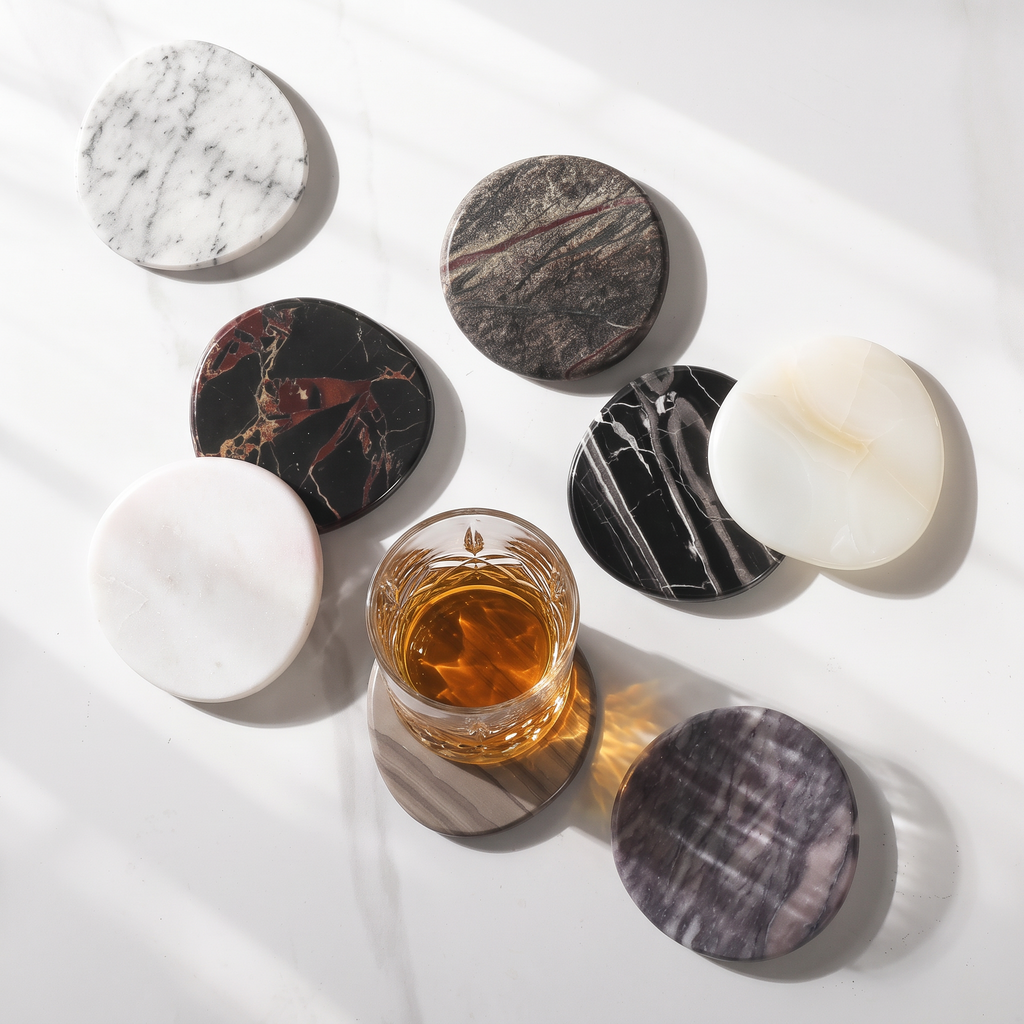 Pietra Walnut Travertine Coaster Set