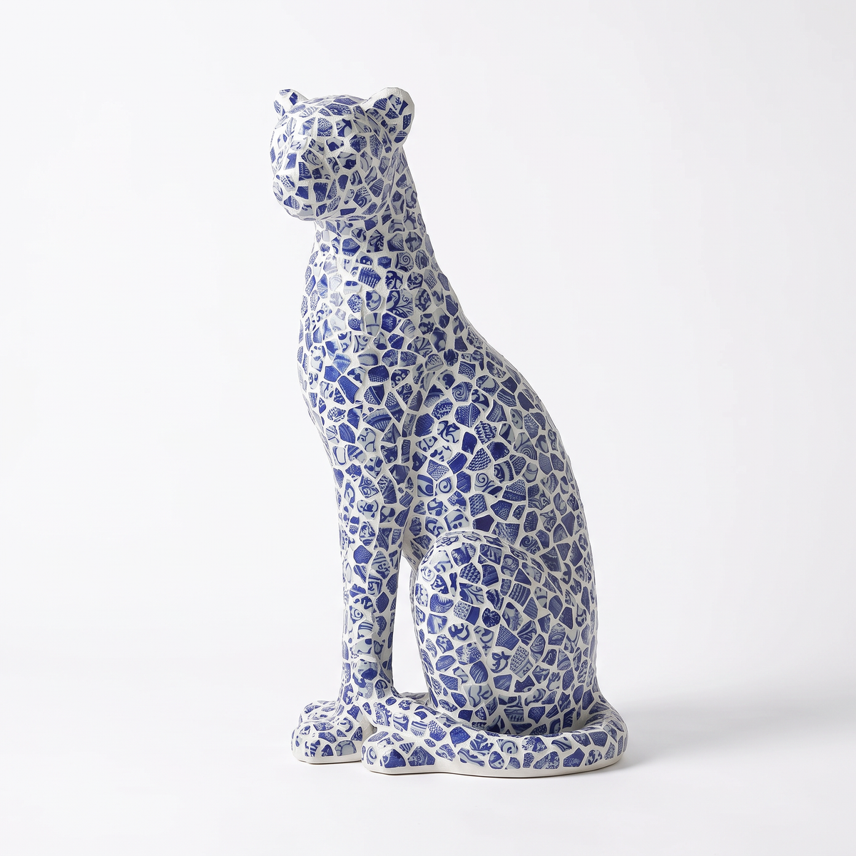 Bastet Porcelain Mosaic Leopard Statue