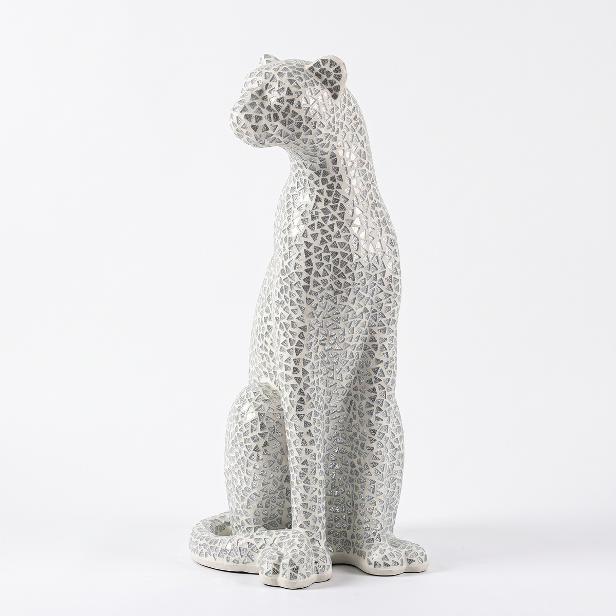 Bastet Glass Mosaic Leopard Statue