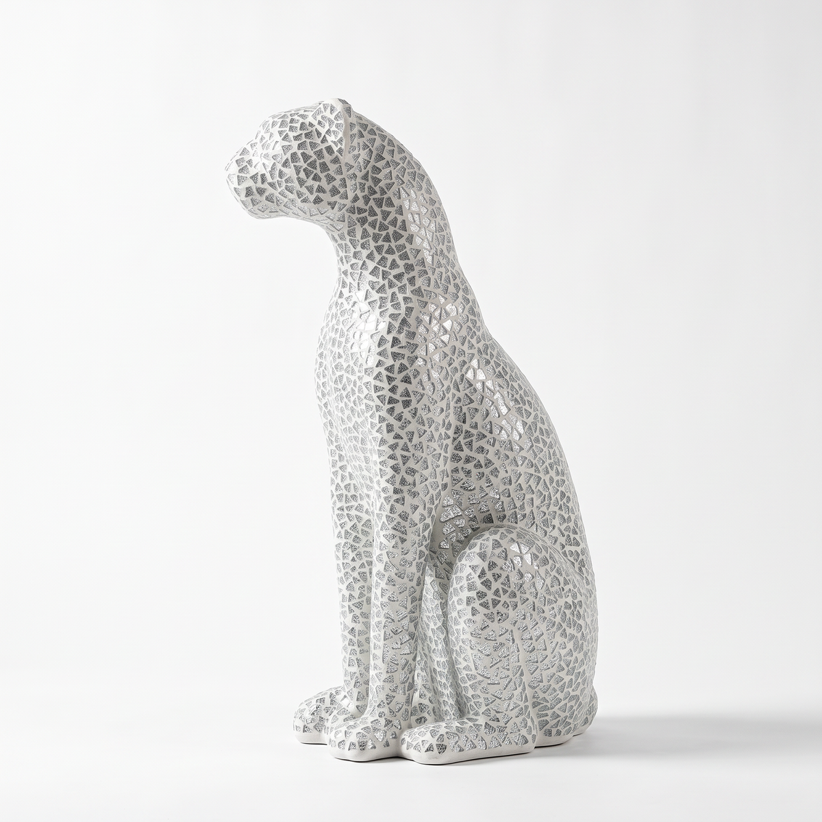 Bastet Glass Mosaic Leopard Statue