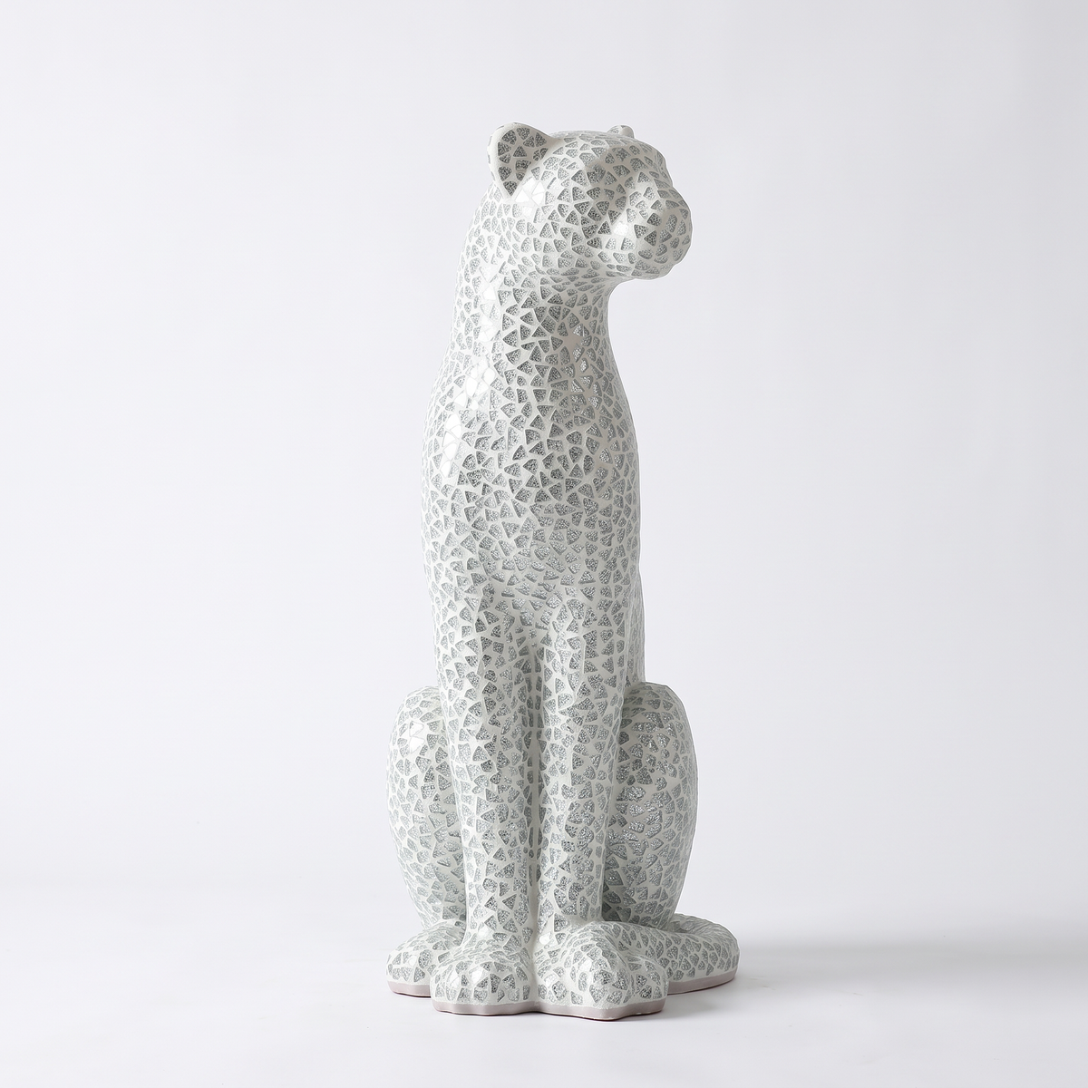 Bastet Glass Mosaic Leopard Statue