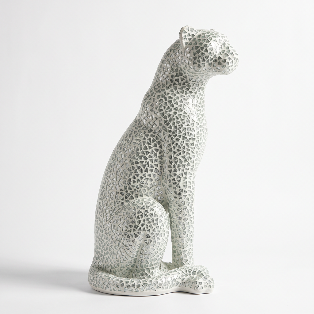 Bastet Glass Mosaic Leopard Statue
