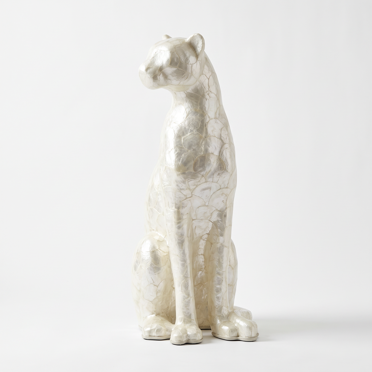 Bastet Natural Shell Leopard Statue 기본 이미지