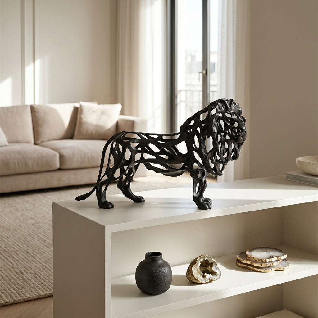 Kalahari Openwork Metal Lion Sculpture