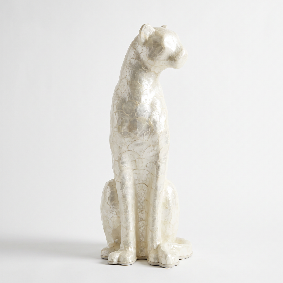 Bastet Natural Shell Leopard Statue
