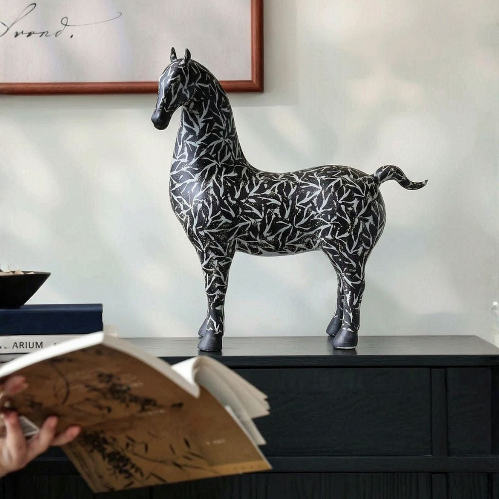 Pegasus Leaf Motif Horse Sculpture