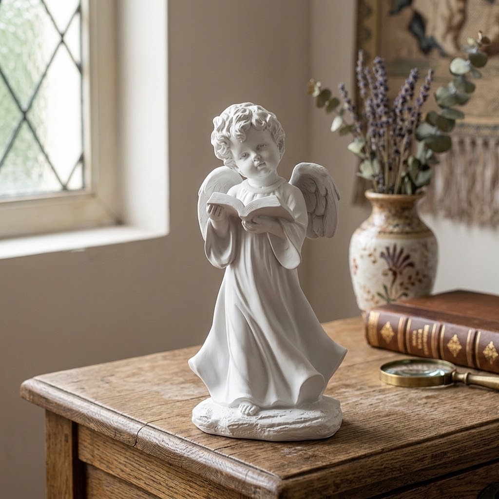 Allegra Reading Cherub Sculpture