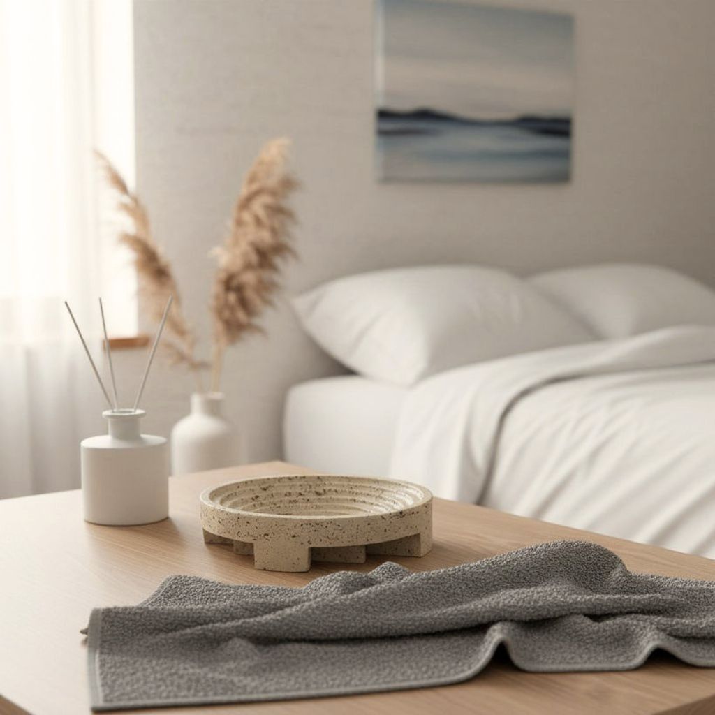 Undine Concentric Circular Travertine Tray Secondary image