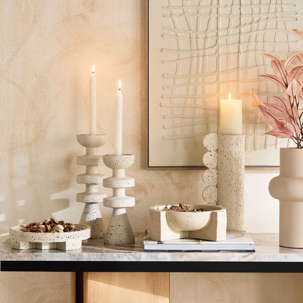 Undine Concentric Circular Travertine Tray