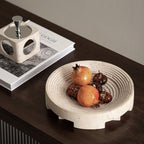Undine Concentric Circular Travertine Tray