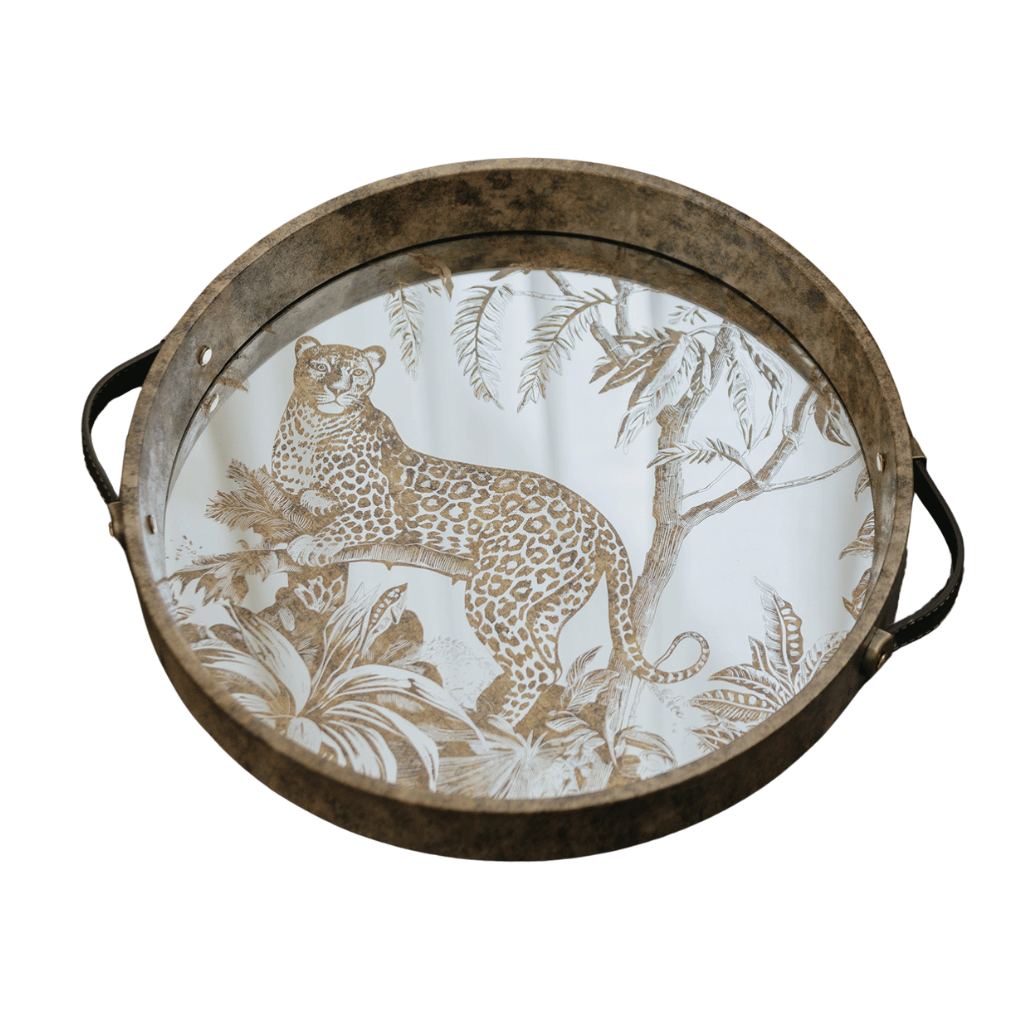Sereno Leopard Motif Glass Tray
