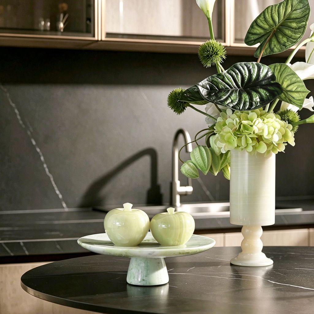 Verde Onyx Marble Pedestal Tray