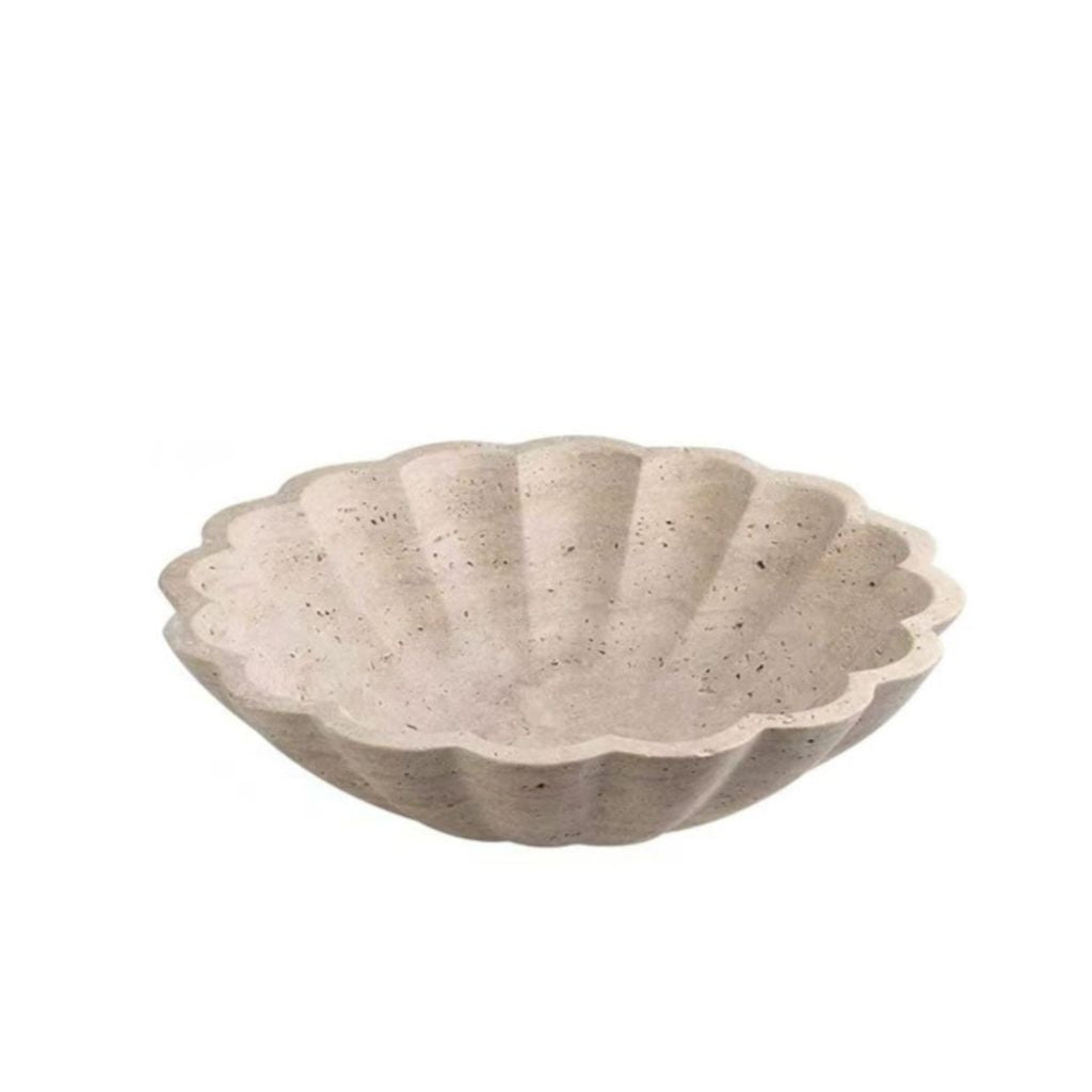 Thallo Scalloped Travertine Bowl