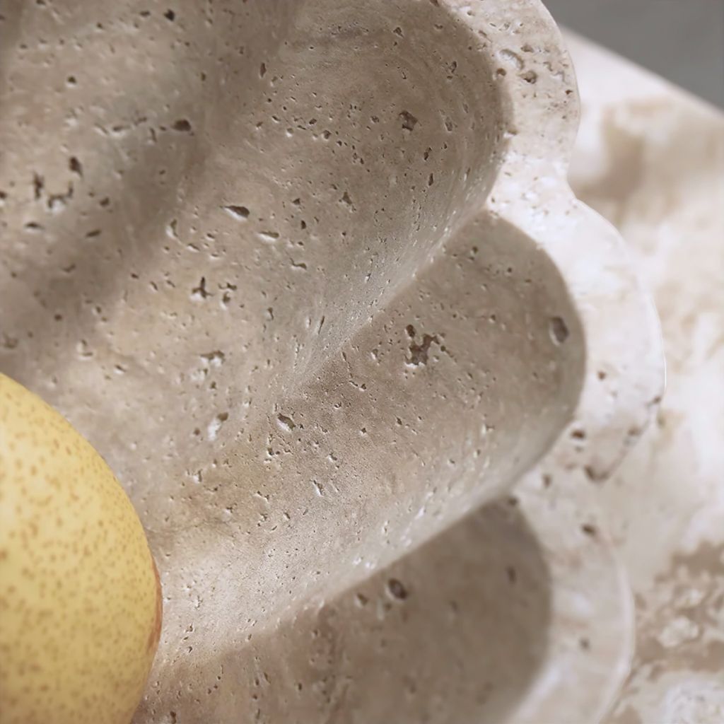 Thallo Scalloped Travertine Bowl