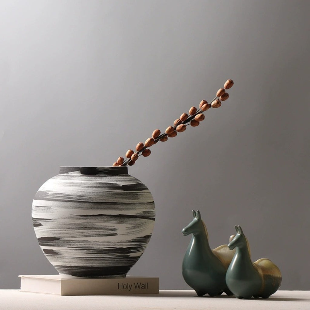 Ensō Hand-Painted Ceramic Urn Vase