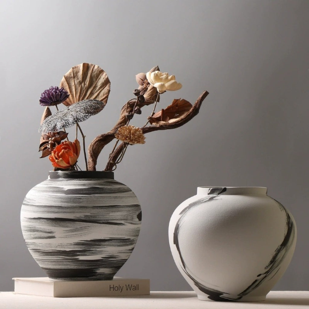 Ensō Hand-Painted Ceramic Urn Vase