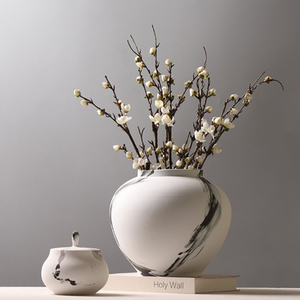 Ensō Hand-Painted Ceramic Urn Vase