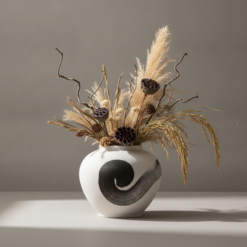 Ensō Hand-Painted Ceramic Urn Vase