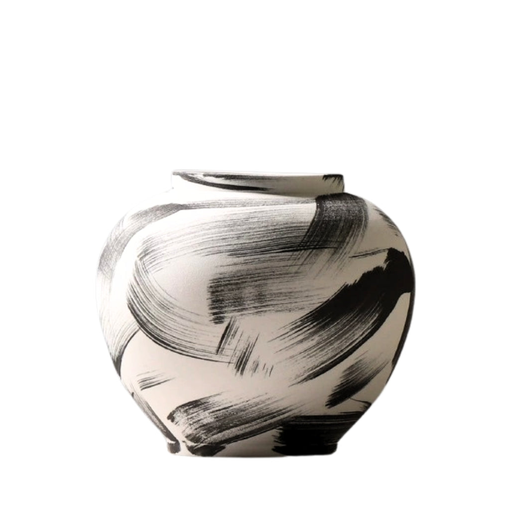 Ensō Hand-Painted Ceramic Urn Vase