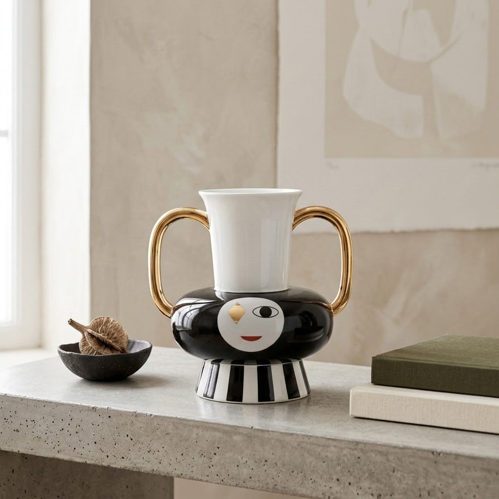 Lumi Double-Handle Ceramic Vase