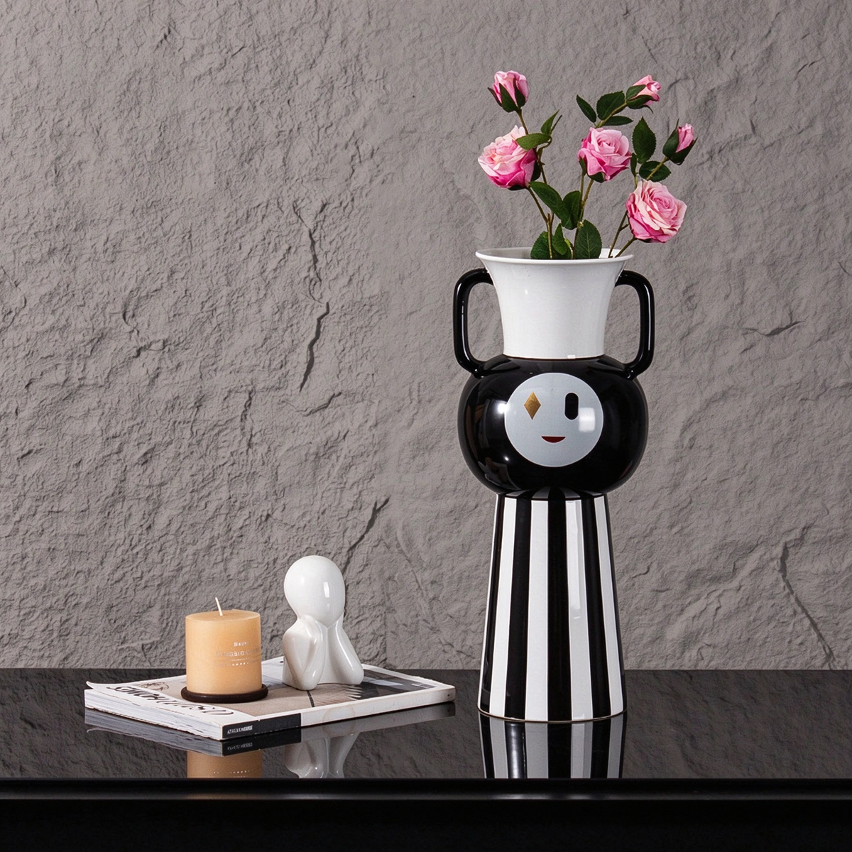 Lumi Double-Handle Ceramic Vase