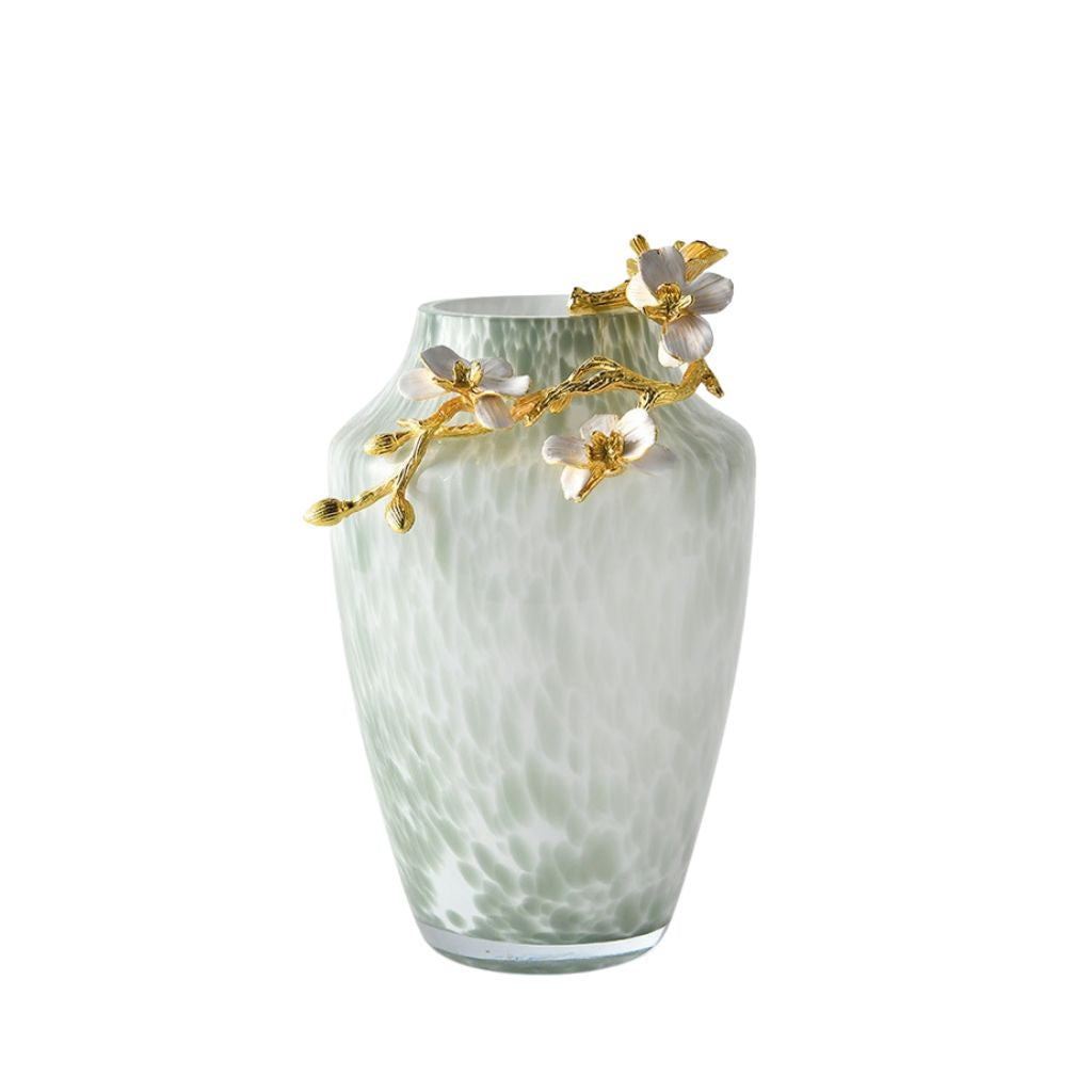 Jarrón de vidrio esmaltado con motivos florales Magnol