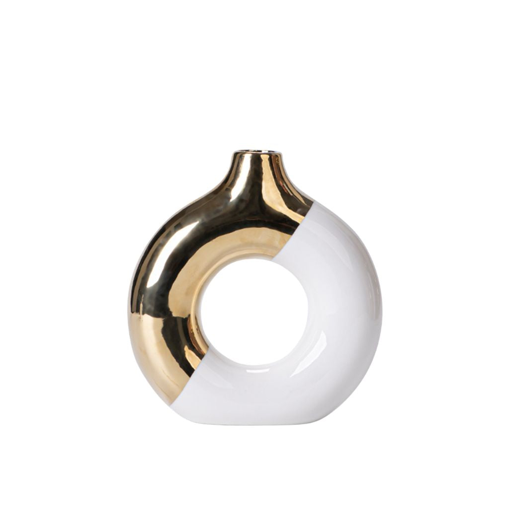 Klima Two-Tone Round Hollow Ceramic Vase