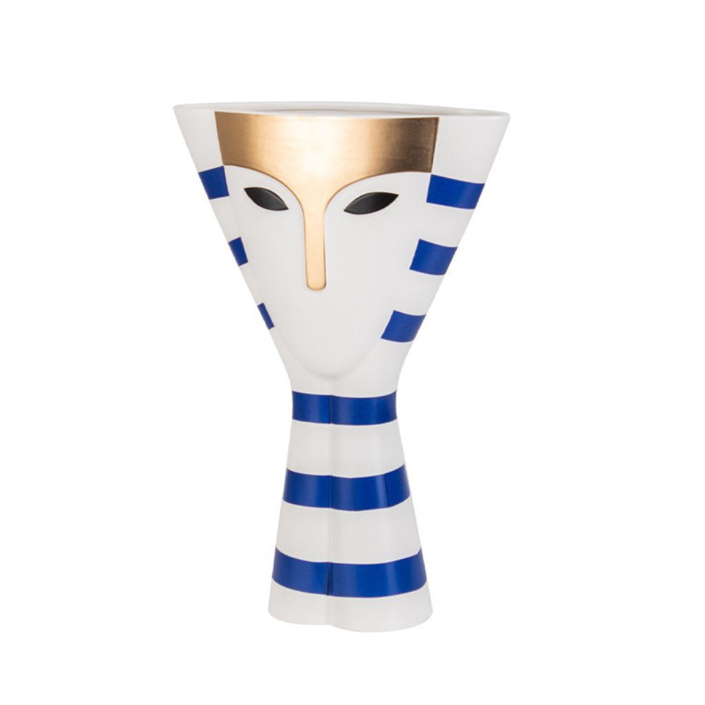 Thalia Mask Face Striped Ceramic Vase