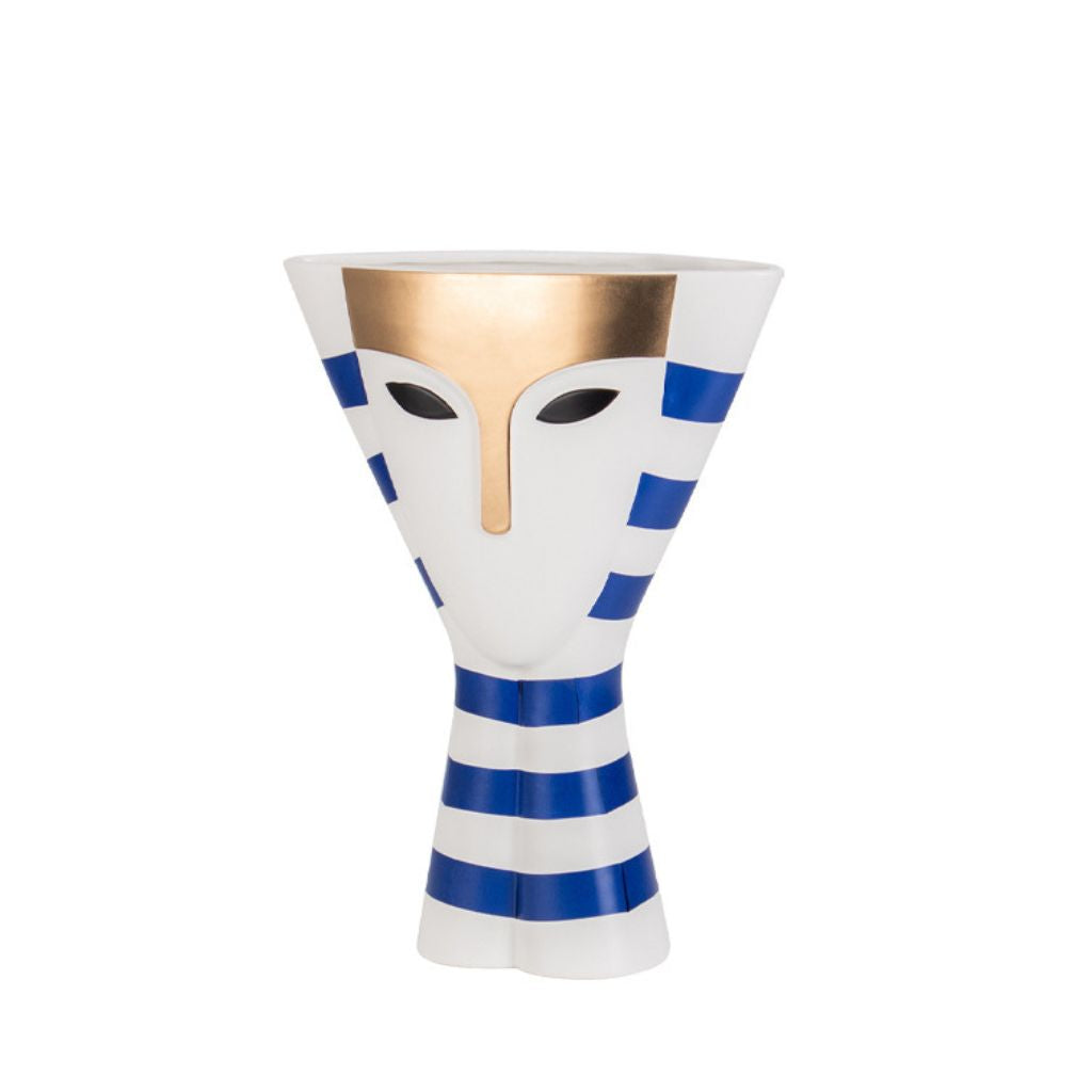 Thalia Mask Face Striped Ceramic Vase