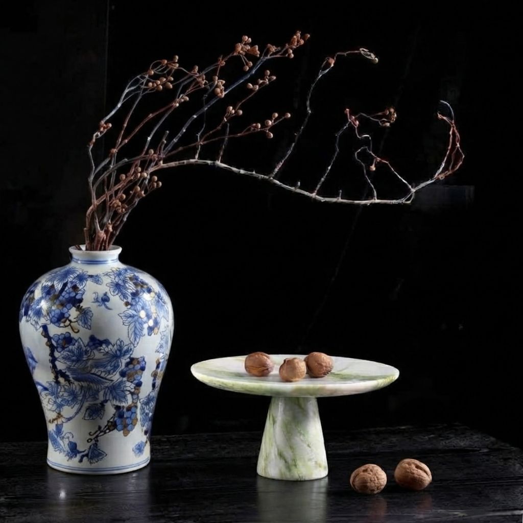 Verde Onyx Marble Pedestal Tray