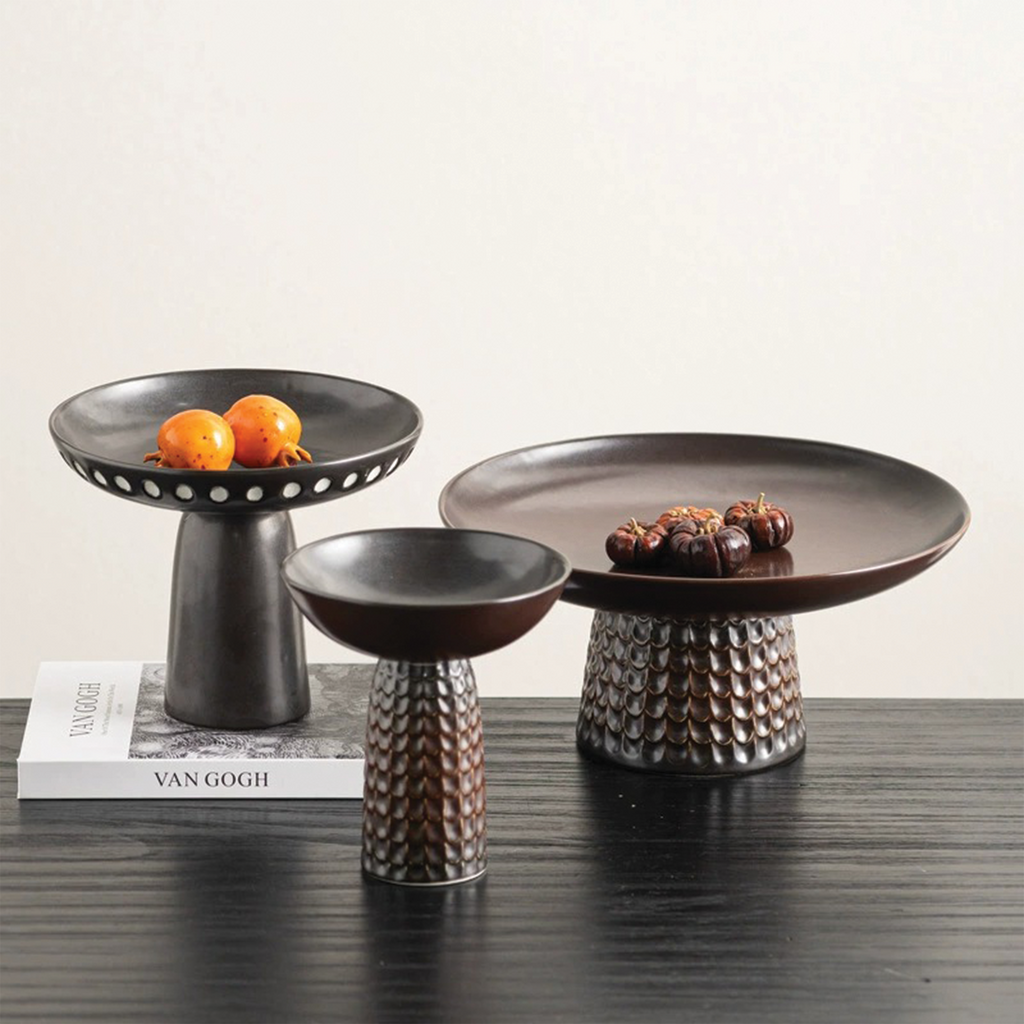 Rhodes Glazed Ceramic Pedestal Tray