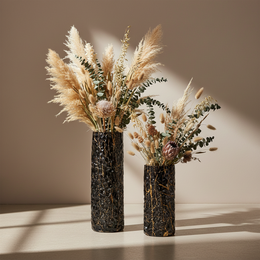 Nero Hand-Blown Glass Column Vase
